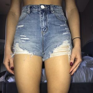 Blue Denim Ripped Shorts